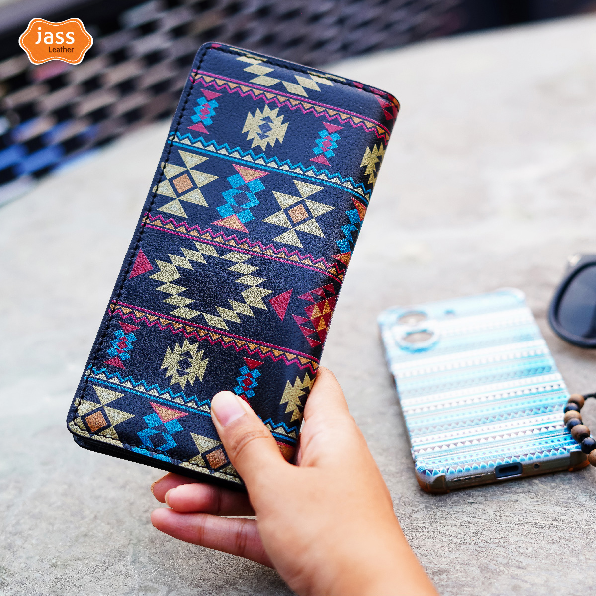 Print Jamdani Long Wallet - Image 1