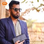 Double gadget long wallet black male-1