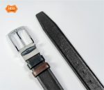 Stylish chocolate & black cowhide leather moving belt for men - Belt For Men - Image 2