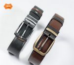 Stylish chocolate & black cowhide leather moving belt for men - Belt For Men - Image 3