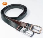 Stylish chocolate & black cowhide leather moving belt for men - Belt For Men - Image 4