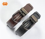 Single Stitched Leather Formal Belt - Metal Pin Buckle - Image 6