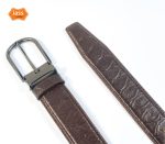 Single Stitched Leather Formal Belt - Metal Pin Buckle