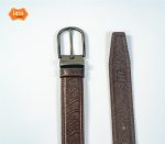 Single Stitched Leather Formal Belt - Metal Pin Buckle - Image 2