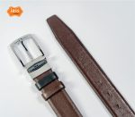 Stylish chocolate & black cowhide leather moving belt for men - Belt For Men